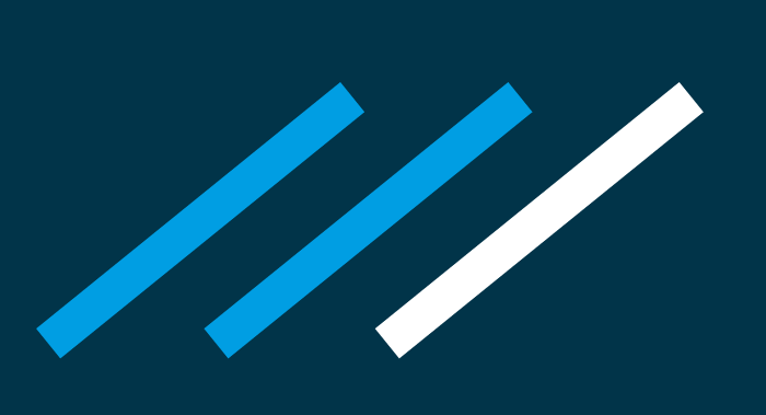 Illustration of three side dashes, two light blue and one white on a navy blue background.